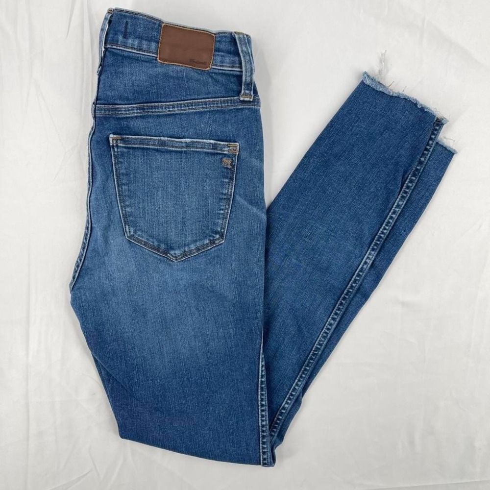 Madewell High Rise Skinny Slim Jeans Distressed Button Fly Raw Hem 26 Casual